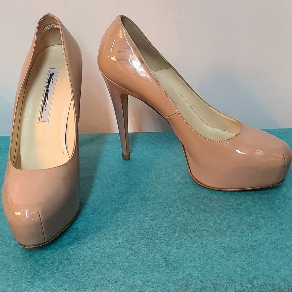 Brian Atwood Nude Leather Platforms